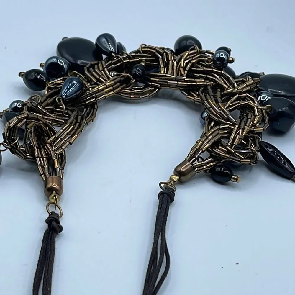 Bohemian inspired statement necklace  bold chunky textured